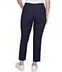 Ruby Rd. Petite Size Silk Tech Straight Leg Pull-On Ankle Pants, Color:Navy - Image 3