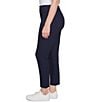 Ruby Rd. Petite Size Silk Tech Straight Leg Pull-On Ankle Pants, Color:Navy - Image 4
