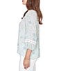 Ruby Rd. Petite Size Silky Gauze Floral Split V-Neck 3/4 Sleeve Button-Front Blouse - Image 3