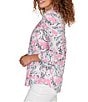 Ruby Rd. Petite Size Silky Gauze Paisley Split V-Neck 3/4 Sleeve Button Front Top, Color:Hydrangea Multi - Image 3