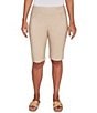 Ruby Rd. Petite Size Silky Tech Bermuda Pull-On Shorts, Color:Chino - Image 1