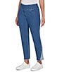 Ruby Rd. Petite Size Slim Leg Pull-On Striped Fabric Insert Ankle Jeans - Image 4
