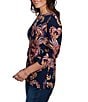 Ruby Rd. Petite Size Slub Knit Paisley Boat Neck 3/4 Sleeve Top - Image 4