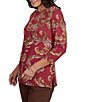 Ruby Rd. Petite Size Slub Knit Paisley Boat Neck 3/4 Sleeve Top - Image 3