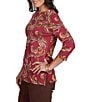 Ruby Rd. Petite Size Slub Knit Paisley Boat Neck 3/4 Sleeve Top - Image 4