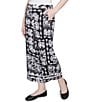 Ruby Rd. Petite Size Soft Crepe Tropical Patchwork Wide Leg Pull-On Pants, Color:Black/White - Image 4
