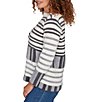 Ruby Rd. Petite Size Soft Eyelash Knit Stripe Boat Neck Long Sleeve Sweater, Color:Ivory Multi - Image 3