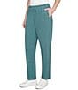 Ruby Rd. Petite Size Soft Hatchi Knit Straight Leg Pull-On Pants, Color:Forest - Image 4