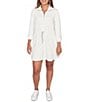 Ruby Rd. Petite Size Soft Speckled Knit Drawstring Waist Quarter-Zip Dress, Color:Ivory Multi - Image 1