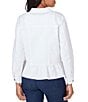 Color:White - Image 2 - Petite Size Soft Stretch Denim Ruffle Peplum Hem Jacket