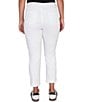 Ruby Rd. Petite Size Soft Stretch Mid-Rise Rolled Up Hem Straight Leg Denim Jeans, Color:White - Image 2