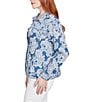 Ruby Rd. Petite Size Soft Tencel™ Paisley Print Point Collar Long Sleeve Button-Front Jacket, Color:Dark Chambray Multi - Image 3