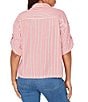 Ruby Rd. Petite Size Spliced Stripe Spread Collar 3/4 Roll-Tab Sleeve Button-Front Jacket - Image 6