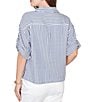 Ruby Rd. Petite Size Spliced Stripe Spread Collar 3/4 Roll-Tab Sleeve Button-Front Jacket - Image 2