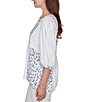 Ruby Rd. Petite Size Split V-Neck 3/4 Sleeve Sharkbite Hem Flowy Top - Image 4