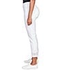 Color:White - Image 3 - Petite Size Stretch Denim Embroidered Eyelet Frayed Hem Pull-On Ankle Pants