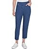 Ruby Rd. Petite Size Stretch Denim Side Braid Ankle Jeans, Color:Dark Indigo - Image 1
