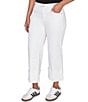 Ruby Rd. Petite Size Stretch Denim Wide Leg Rolled Cuff Hem Jeans, Color:White - Image 4