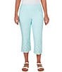 Color:Clear Blue - Image 1 - Petite Size Stretch Embroidered Eyelet Hem Pull-On Capri Pants