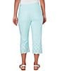 Color:Clear Blue - Image 2 - Petite Size Stretch Embroidered Eyelet Hem Pull-On Capri Pants
