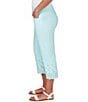 Color:Clear Blue - Image 3 - Petite Size Stretch Embroidered Eyelet Hem Pull-On Capri Pants
