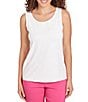 Color:White - Image 1 - Petite Size Stretch Knit Scoop Neck Sleeveless Tank Top