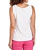 Color:White - Image 2 - Petite Size Stretch Knit Scoop Neck Sleeveless Tank Top