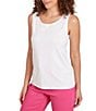 Color:White - Image 3 - Petite Size Stretch Knit Scoop Neck Sleeveless Tank Top