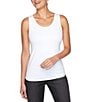 Color:White - Image 1 - Petite Size Stretch Knit Scoop Neck Sleeveless Tank