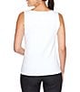 Color:White - Image 2 - Petite Size Stretch Knit Scoop Neck Sleeveless Tank