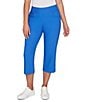 Ruby Rd. Petite Size Stretch Straight Leg Pull-On Capri Pants, Color:Sea Blue - Image 1