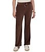 Ruby Rd. Petite Size Stretch Velveteen Wide Leg Drawstring Pants - Image 1