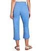 Color:Blue Moon - Image 2 - Petite Size Stretch Woven Lace Fringe Hem Elastic Waist Capri Pull-On Pants