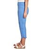 Color:Blue Moon - Image 4 - Petite Size Stretch Woven Lace Fringe Hem Elastic Waist Capri Pull-On Pants