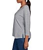Ruby Rd. Petite Size Stripe Crew Neck 3/4 Sleeve Top, Color:Navy/Multi - Image 3