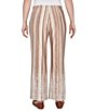 Ruby Rd. Petite Size Stripe Print Knit Wide Leg Puff Print Hem Pull-On Pants, Color:Chino Multi - Image 2