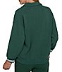 Ruby Rd. Petite Size Stripe Trim Johnny Collar Long Sleeve Pullover Top - Image 2