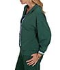 Ruby Rd. Petite Size Stripe Trim Johnny Collar Long Sleeve Pullover Top - Image 4