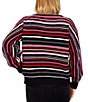 Color:Multi - Image 2 - Petite Size Striped Cozy Chenille Crew Neck Long Sleeve Rib Hem Sweater