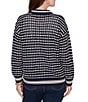 Ruby Rd. Petite Size Striped Ribbed Long Sleeve Mesh Zip-Up Sweater, Color:Navy - Image 2