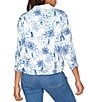 Ruby Rd. Petite Size Tencel™ Toile Print Point Collar Bracelet Roll Sleeve Button-Front Jacket - Image 2