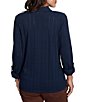 Ruby Rd. Petite Size Textured Dobby Vertical Stripe Point Collar Long Roll-Tab Sleeve Button-Front Shirt - Image 2