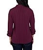 Ruby Rd. Petite Size Textured Dobby Vertical Stripe Point Collar Long Roll-Tab Sleeve Button-Front Shirt - Image 2