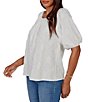 Ruby Rd. Petite Size Textured Jacquard Floral Scoop Neck Elbow Sleeve Top - Image 4