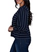 Ruby Rd. Petite Size Textured Knit Dobby Stripe Crew Neck Bracelet Length Sleeve Top - Image 6