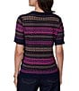 Ruby Rd. Petite Size Textured Knit Fair Isle Crew Neck Short Sleeve Ribbed Sweater - Image 2