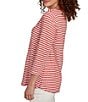 Ruby Rd. Petite Size Textured Knit Stripe Print Square Neck 3/4 Sleeve Top, Color:Chili/Ivory - Image 4