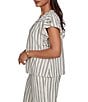 Ruby Rd. Petite Size Textured Stripe Split V-Neck Short Flutter Sleeve Coordinating Top - Image 3