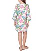 Ruby Rd. Petite Size Tropical Floral Split V-Neck 3/4 Sleeve Shift Dress - Image 2