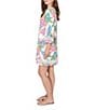Ruby Rd. Petite Size Tropical Floral Split V-Neck 3/4 Sleeve Shift Dress - Image 3